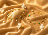 Emerald beads and Pearl Drop Jadau Payal