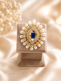 Royal Sapphire Pearl Statement Ring