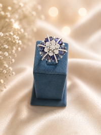 Amethyst Starburst Floral AD Diamond statement Ring