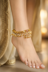 Heritage payal with pearl bead drops