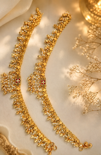 Heritage payal with pearl bead drops