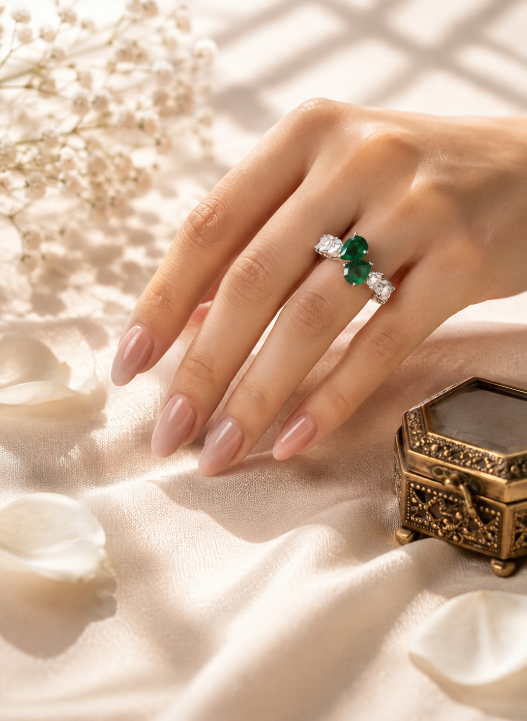 Emerald Dewdrop Ring