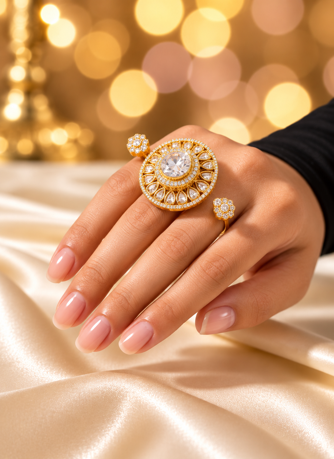 Royal Sunburst Kundan Ring