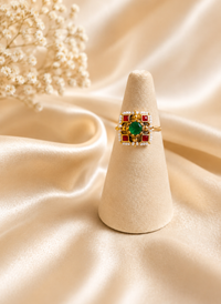 Square floral Jadau ring