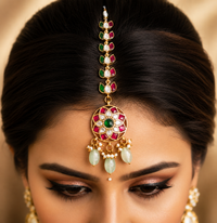 Ruby red Jadau Stone Maang Tikka