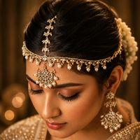 Sheeshphool Kundan and pearl maang tika