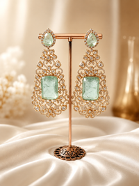 Mint Royale Polki Stone and AD Diamond Earrings