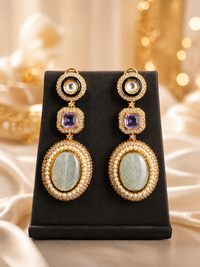 Ivory Amethyst Pearl Drop Earrings