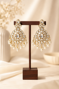 Kundan Dangle earrings with bead drops