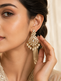 Kundan Dangle earrings with bead drops