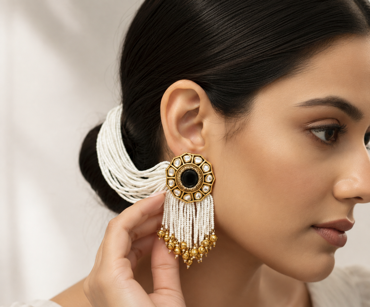 Kundan studded with pearl earrings