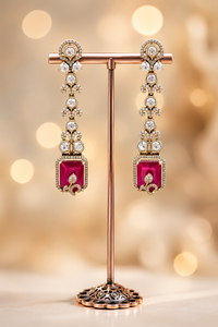 Ruby Royale Kundan Drop Earrings