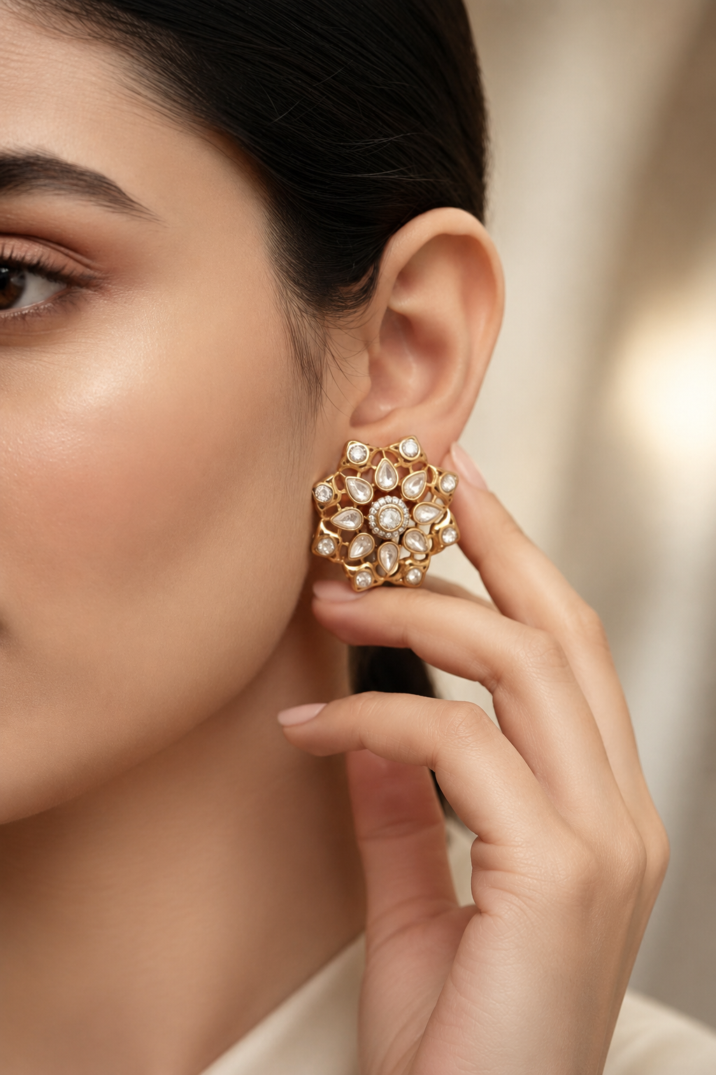 Floral Kundan Studs
