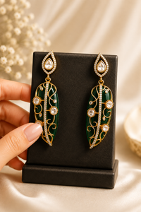Zarina Emerald Drop Kundan earrings