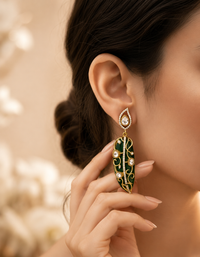 Zarina Emerald Drop Kundan earrings