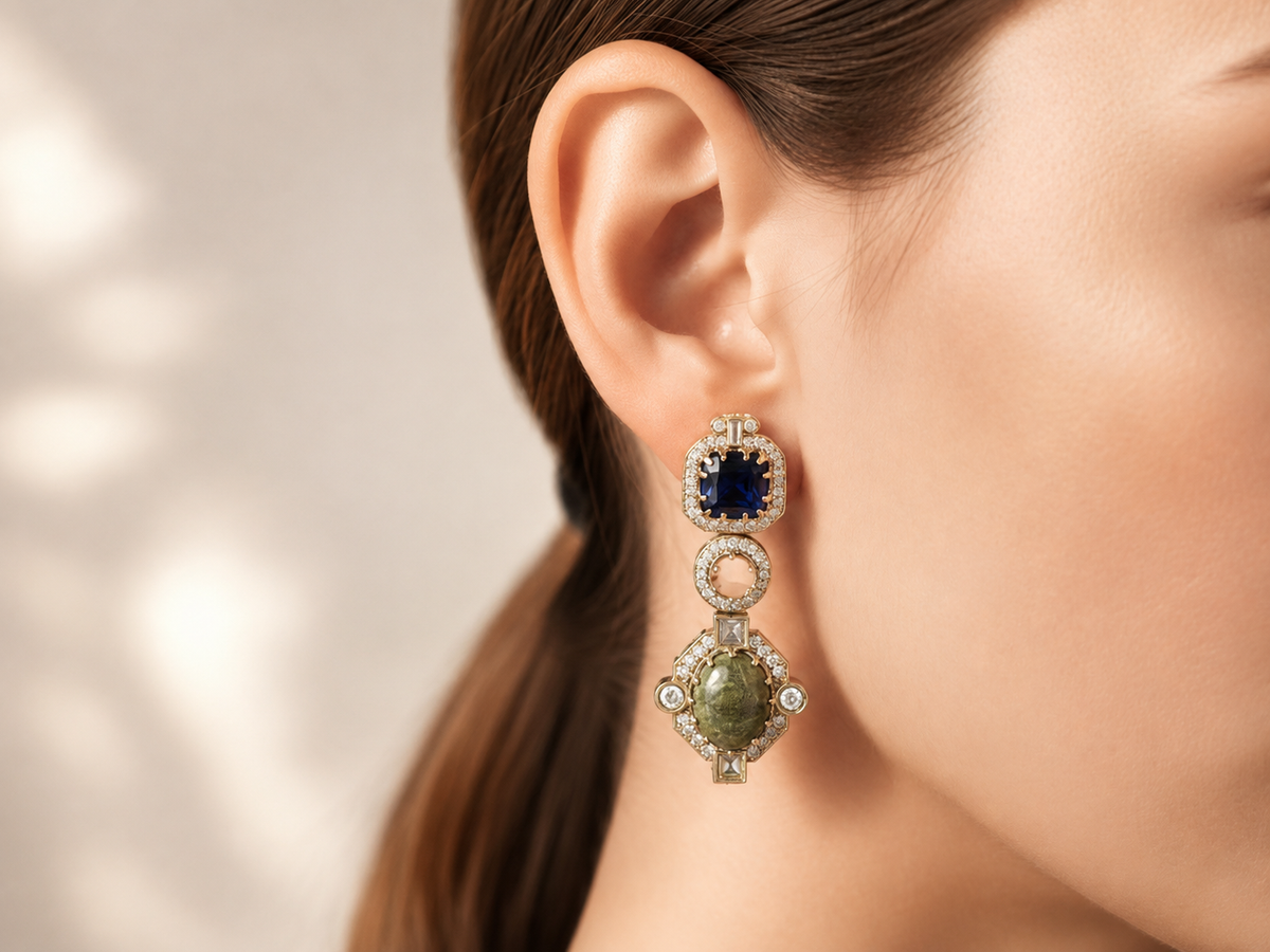 Sapphire Olive Luxe Drop Earrings