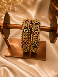 Rajwada Ruby & Emerald Heritage Kada Set