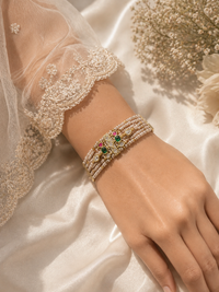 Royal Emerald Pearl Multi-Strand Jadau Bracelet