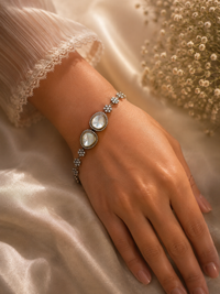 Moonstone Bloom Dual-Kundan Bracelet