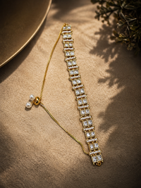 Pearl Square CZ Gold-Tone Bracelet