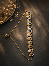 Royal Blue Square CZ Pearl Jadau Bracelet
