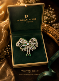Emerald Bow Elegance AD Diamond Brooch