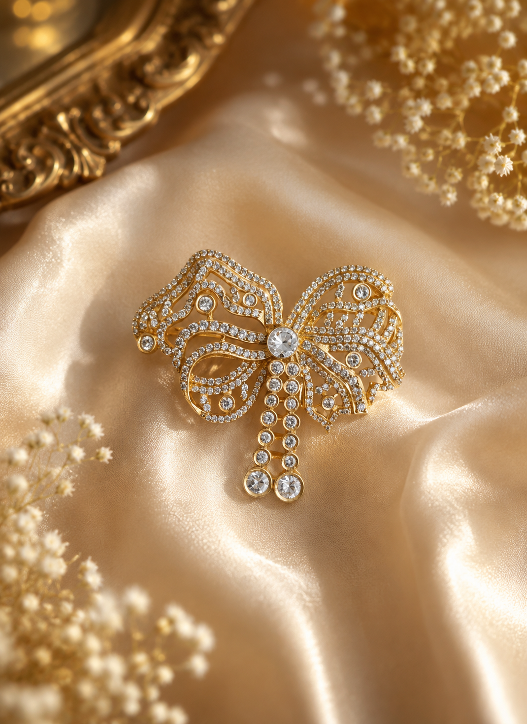 Royal Crystal Bow Statement Brooch