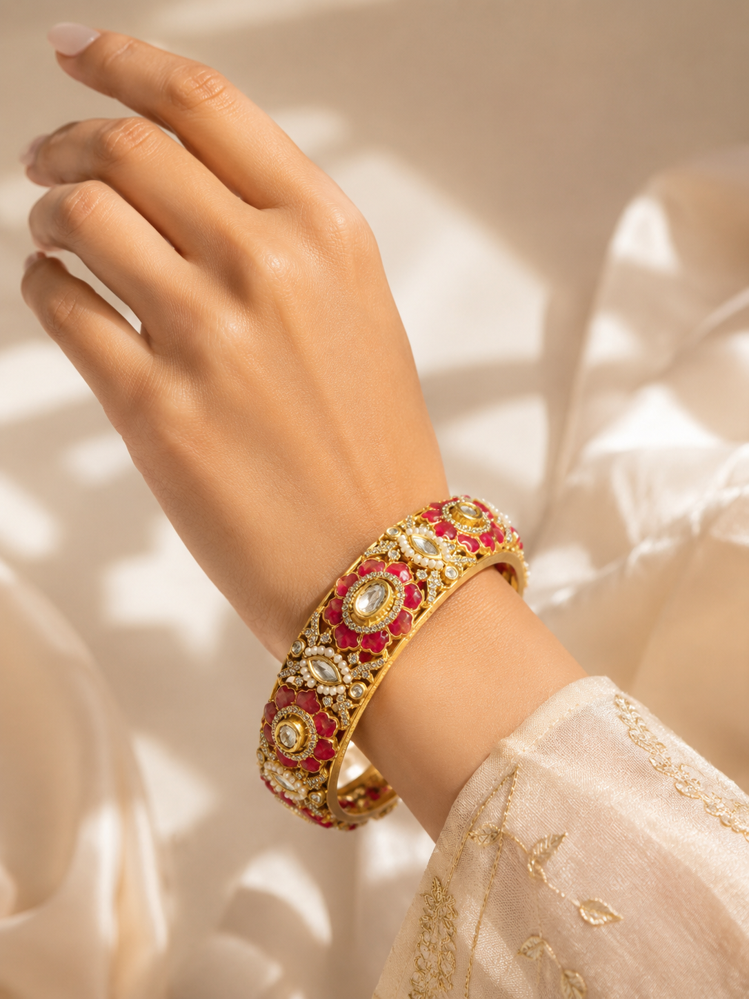 Kundan kadas with AD Diamond and pearls
