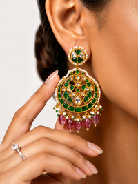 Emerald Jadau Chandbali Earrings