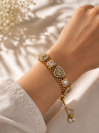 Royal Floral Kundan Pearl Bracelet