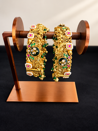 Royal Peacock Jadtar Bridal Kada (Pair)