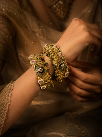 Royal Peacock Jadtar Bridal Kada (Pair)
