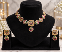 Jadau choker necklace set with matching earrings