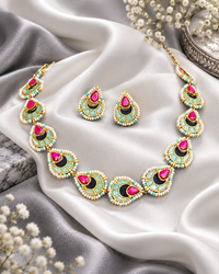 Aqua Ruby Teardrop Choker Set