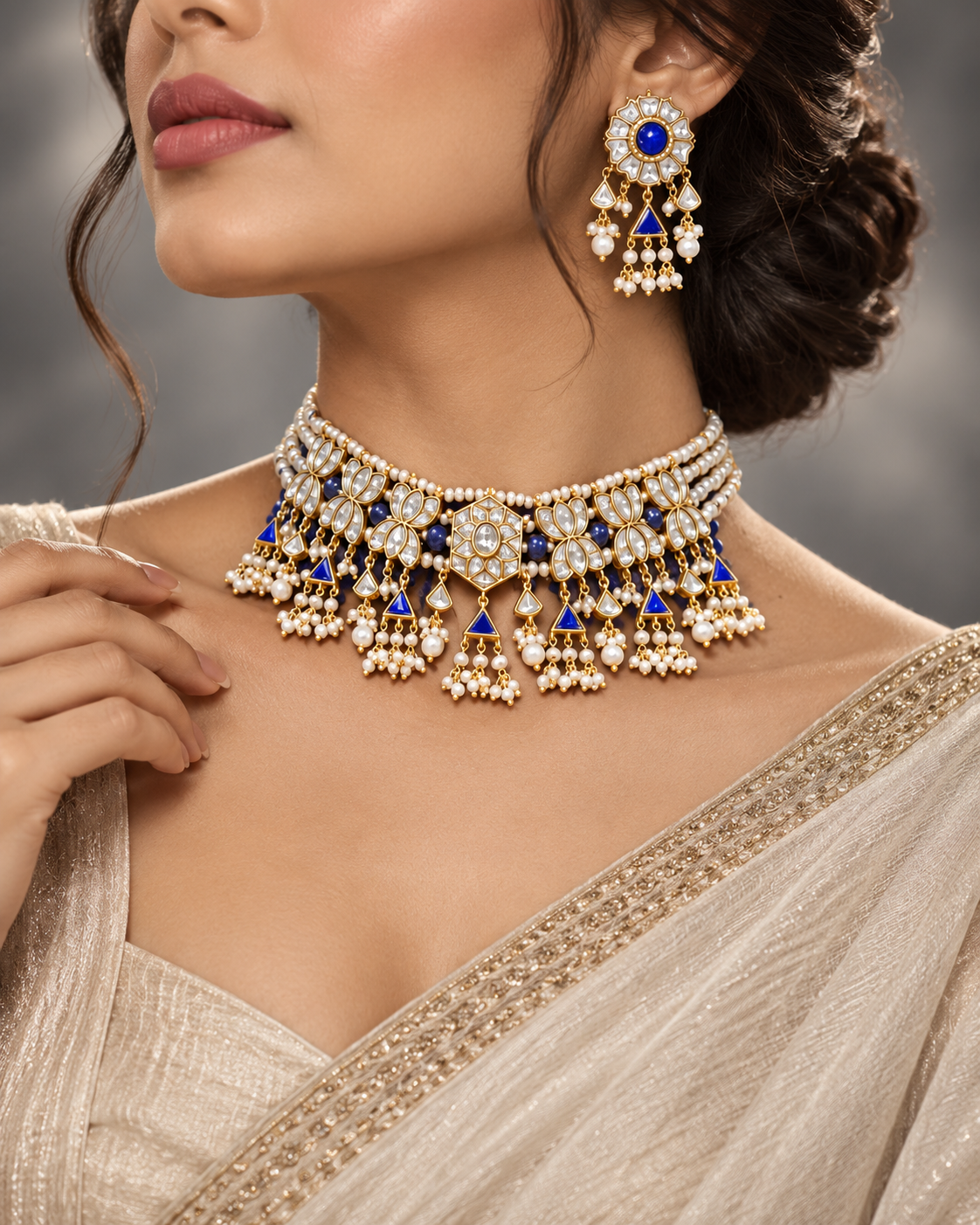 Jadau monopoly choker necklace set