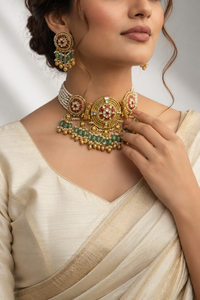 Bridal Choker Necklace Set with Matching Earrings