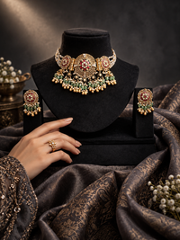 Bridal Choker Necklace Set with Matching Earrings