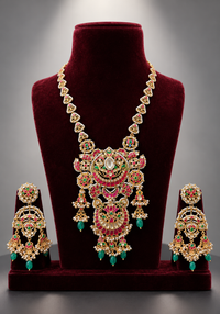 Jadau Monopoly Long Necklace Set with Matching Statement Earrings