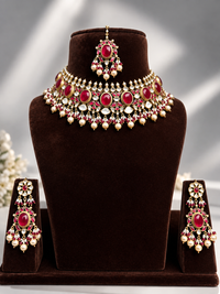 Ruby polki choker necklace set