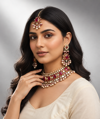 Ruby polki choker necklace set