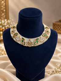 Jadau piece khako moti necklace