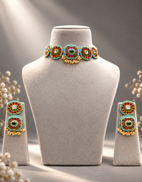 Turquoise Ruby Jadau Choker Set