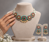 Turquoise Ruby Jadau Choker Set