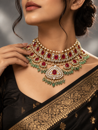 Rangmahal Ruby Emerald Jadau Necklace