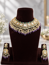 Amethyst Emerald Jadau Choker Set