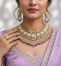 Amethyst Emerald Jadau Choker Set