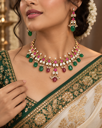 Jadau choker style necklace set