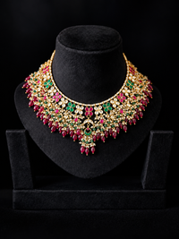 Floral Choker Jadau Necklace Set