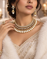 Jadau polki choker necklace set