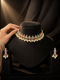 Firoza Ruby Pearl Choker Set